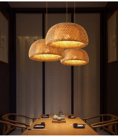 Bamboo Pendant Light with Hand Knit Design - Smarsty