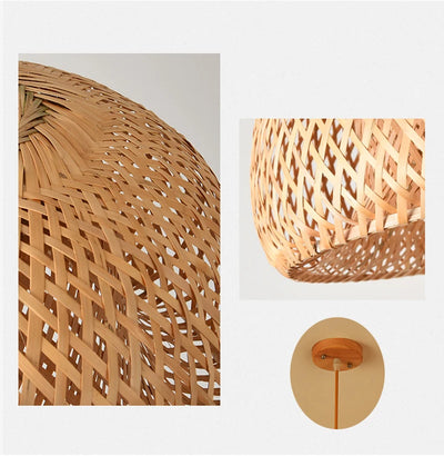 Bamboo Pendant Light with Hand Knit Design - Smarsty