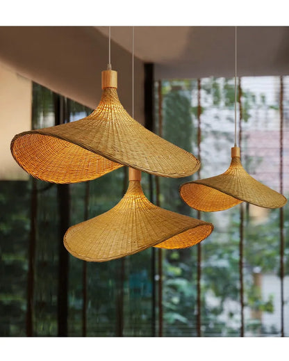 Bamboo Pendant Light with Hand Knit Design - Smarsty