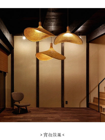 Bamboo Pendant Light with Hand Knit Design - Smarsty