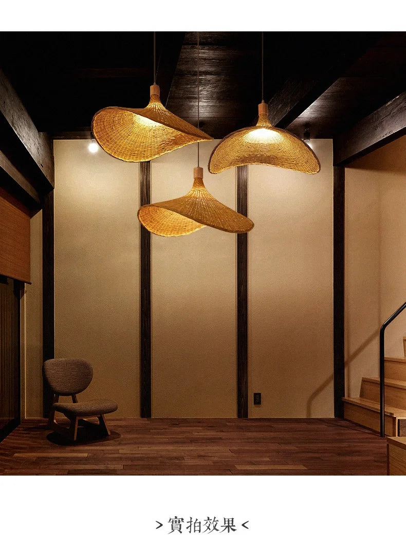 Bamboo Pendant Light with Hand Knit Design - Smarsty