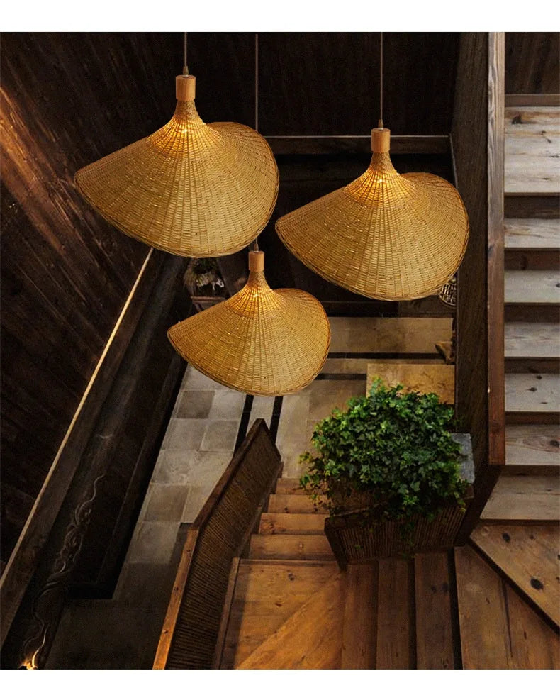 Bamboo Pendant Light with Hand Knit Design - Smarsty
