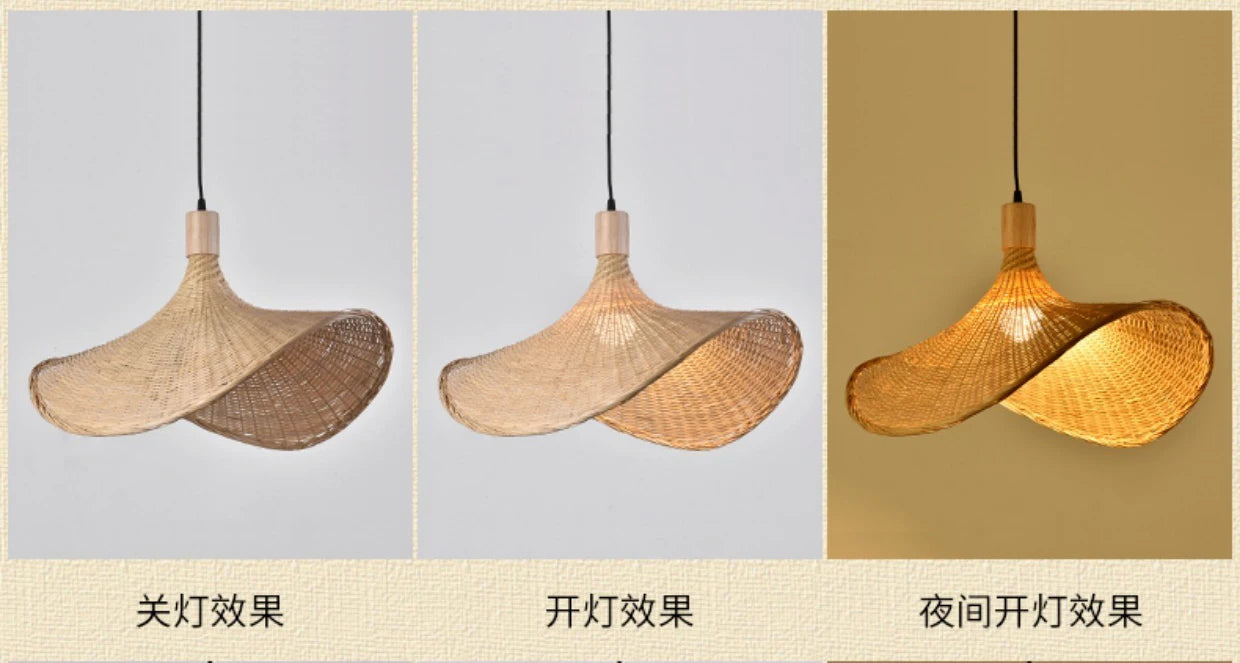 Bamboo Pendant Light with Hand Knit Design - Smarsty