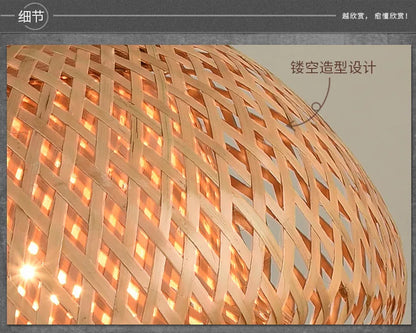 Bamboo Pendant Light with Hand Knit Design - Smarsty