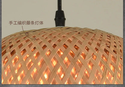 Bamboo Pendant Light with Hand Knit Design - Smarsty