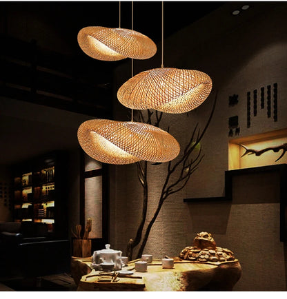 Bamboo Pendant Light with Hand Knit Design - Smarsty