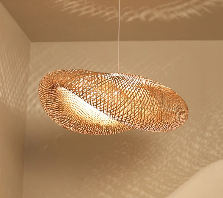 Bamboo Pendant Light with Hand Knit Design - Smarsty