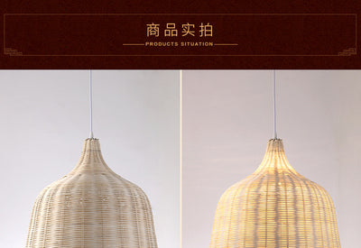 Bamboo Pendant Light with Hand Knit Design - Smarsty