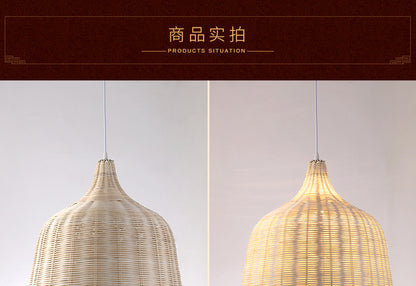 Bamboo Pendant Light with Hand Knit Design - Smarsty