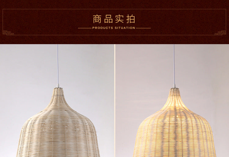 Bamboo Pendant Light with Hand Knit Design - Smarsty