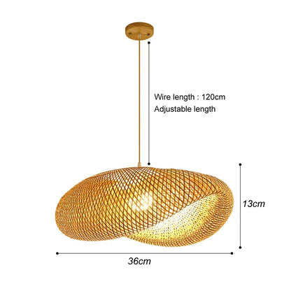 Bamboo Pendant Light with Hand Knit Design - Smarsty