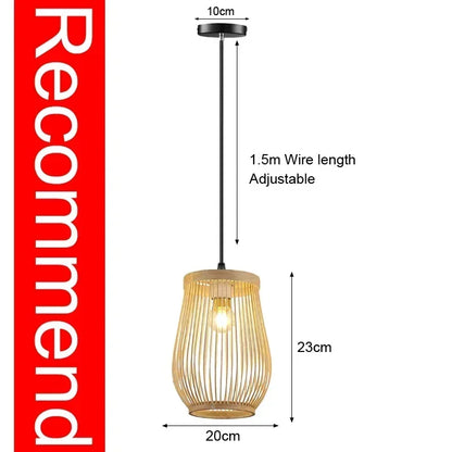 Bamboo Pendant Light with Hand Knit Design - Smarsty