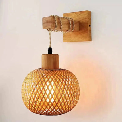 Bamboo Pendant Light with Hand Knit Design - Smarsty