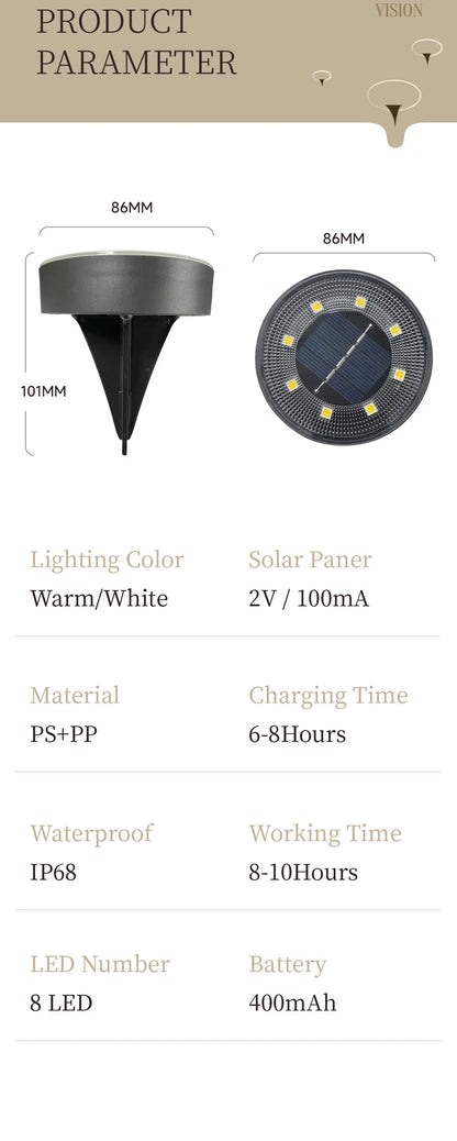 IP68 Waterproof Solar LED Outdoor Ground Lights - Smarsty