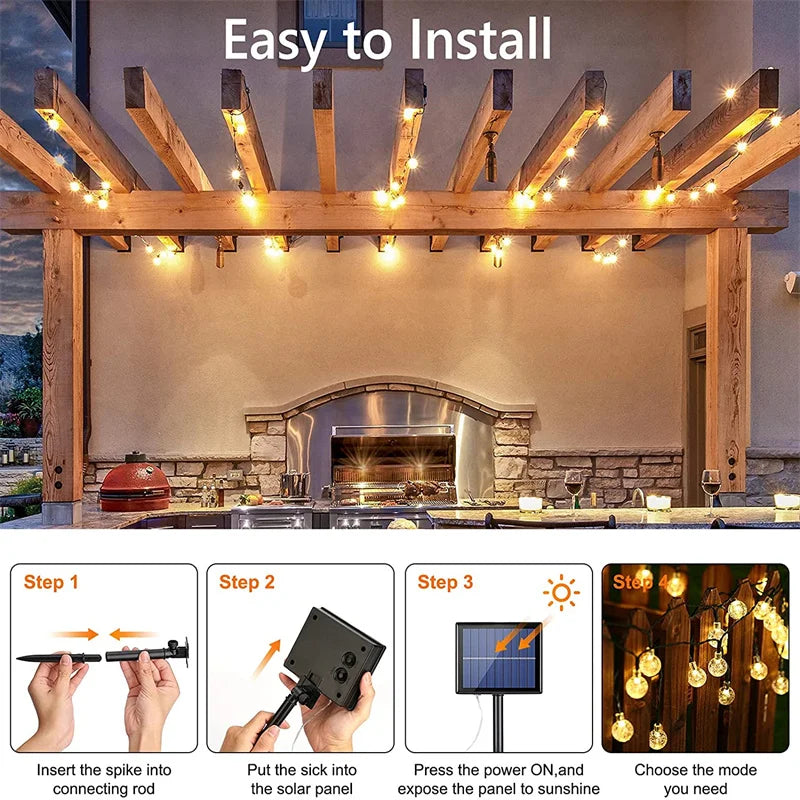 LED Solar String Lights Waterproof 60 LEDs for Garden Decor - Smarsty