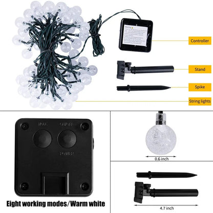 LED Solar String Lights Waterproof 60 LEDs for Garden Decor - Smarsty