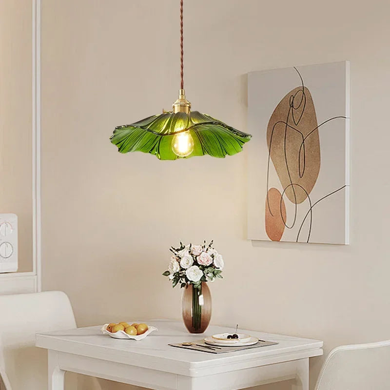 Retro Floral Glass Pendant Lamp for Elegant Home Decor - Smarsty