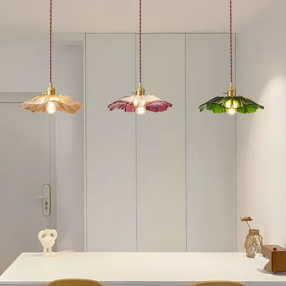 Retro Floral Glass Pendant Lamp for Elegant Home Decor - Smarsty