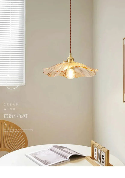 Retro Floral Glass Pendant Lamp for Elegant Home Decor - Smarsty