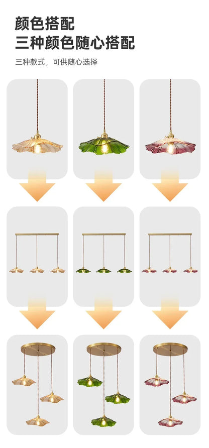 Retro Floral Glass Pendant Lamp for Elegant Home Decor - Smarsty
