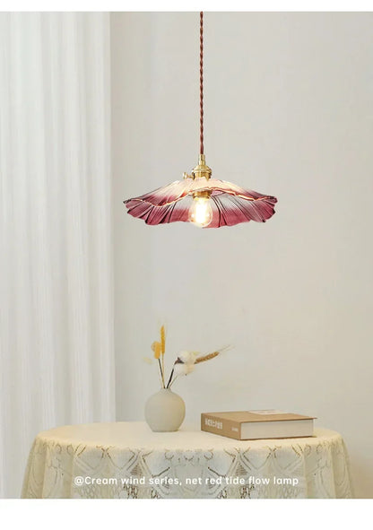 Retro Floral Glass Pendant Lamp for Elegant Home Decor - Smarsty