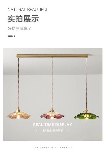 Retro Floral Glass Pendant Lamp for Elegant Home Decor - Smarsty