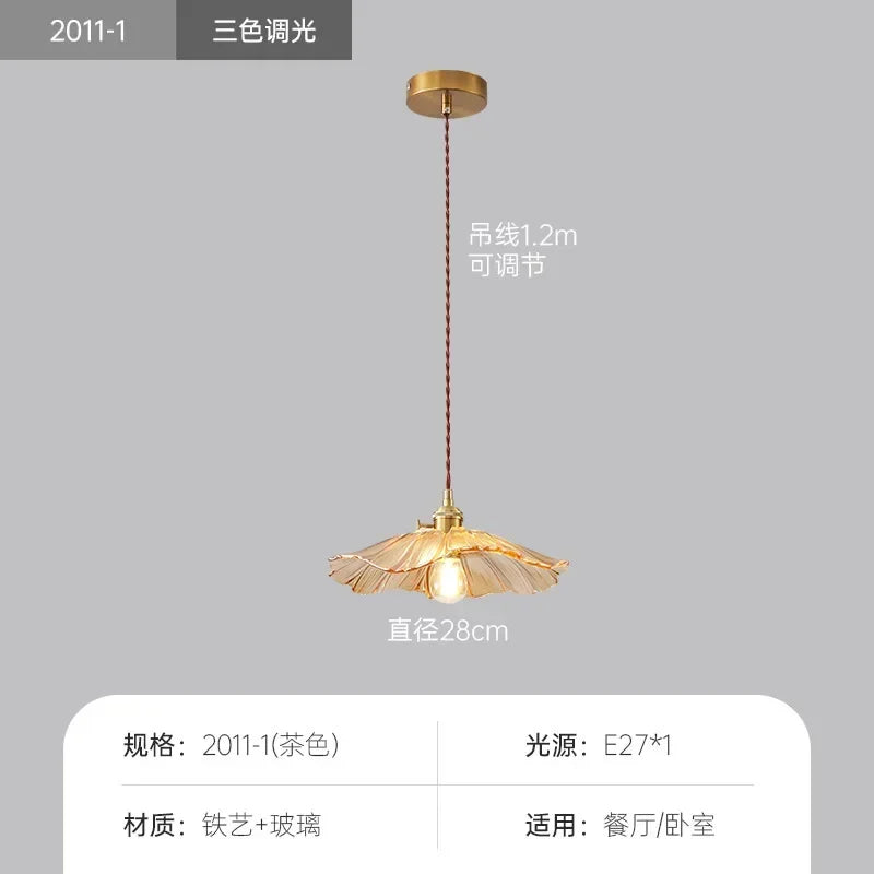 Retro Floral Glass Pendant Lamp for Elegant Home Decor - Smarsty