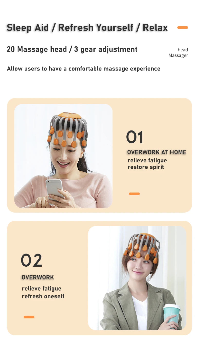 20 Massage Heads Electric Scalp Massager for Stress Relief - Smarsty
