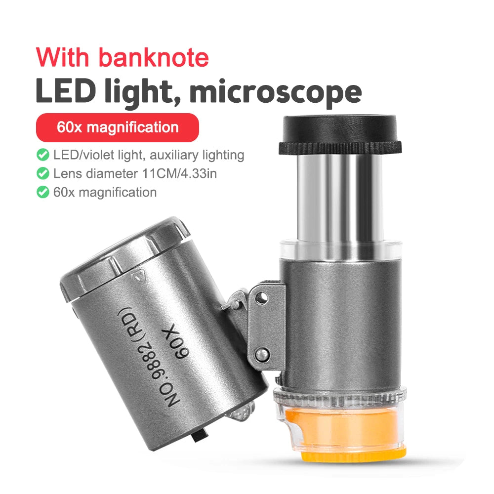 60X Illuminated Portable Microscope With LED Light - Smarsty
