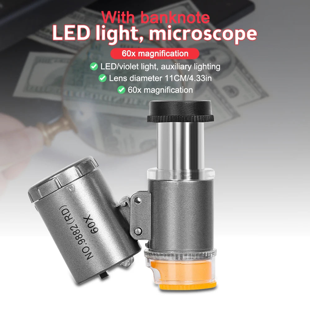 60X Illuminated Portable Microscope With LED Light - Smarsty