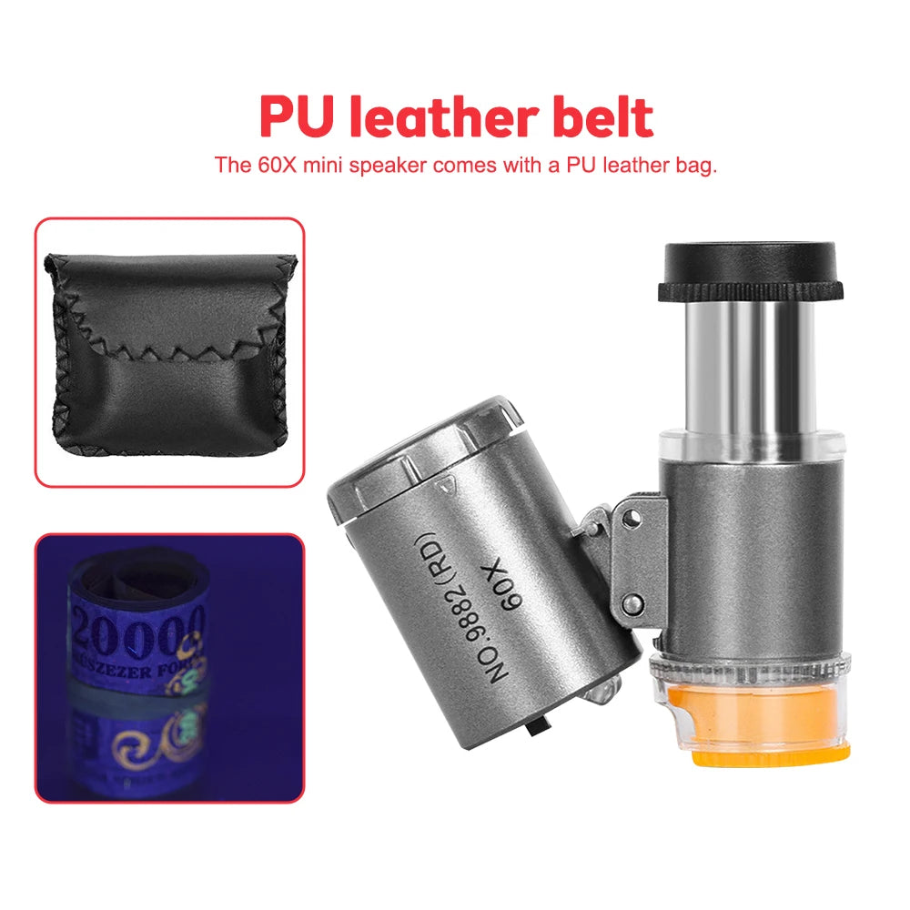 60X Illuminated Portable Microscope With LED Light - Smarsty