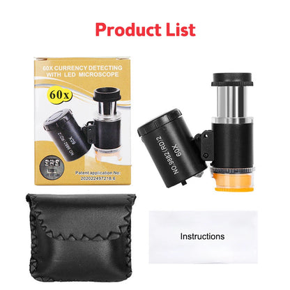 60X Illuminated Portable Microscope With LED Light - Smarsty