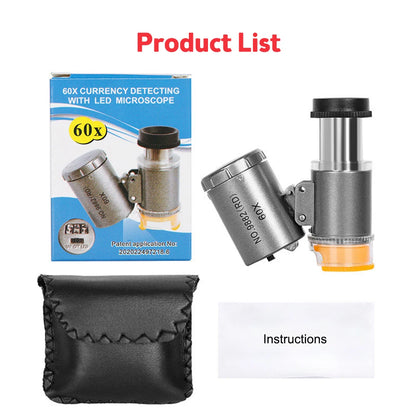 60X Illuminated Portable Microscope With LED Light - Smarsty