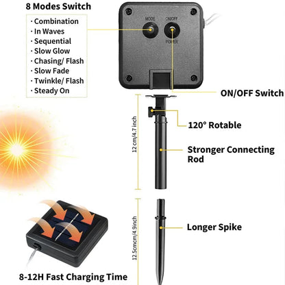 Solar Rope Lights with 8 Light Modes for Outdoor Decor - Smarsty