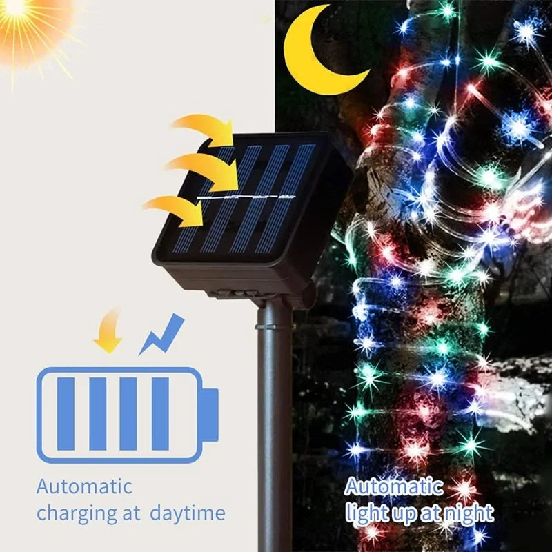 Solar Rope Lights with 8 Light Modes for Outdoor Decor - Smarsty