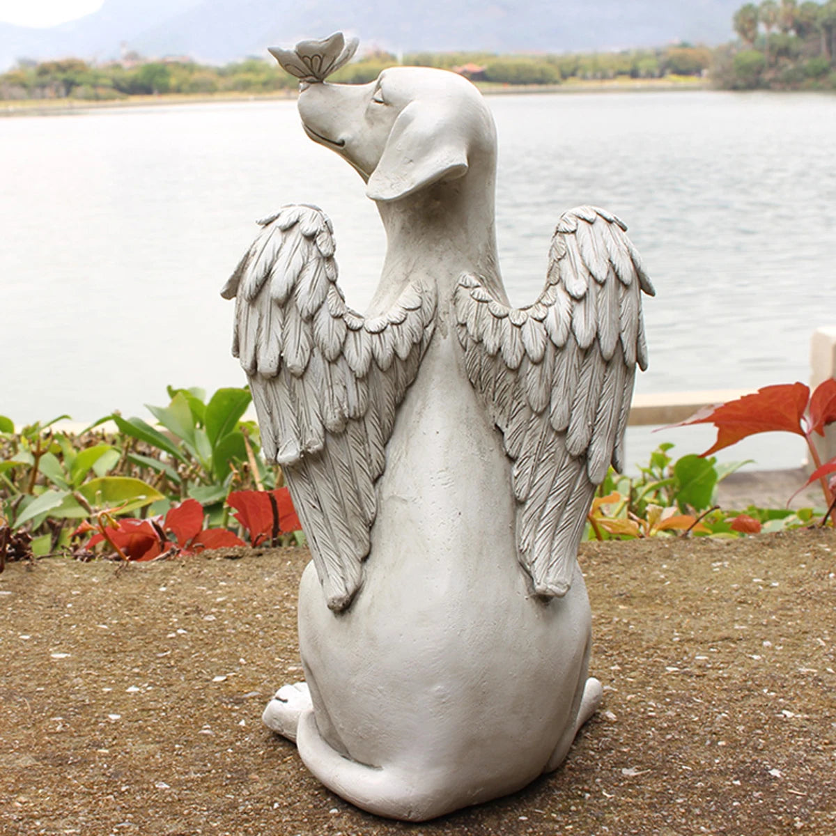 Angel Dog Memorial Statue for Pet Loss Comfort - Smarsty