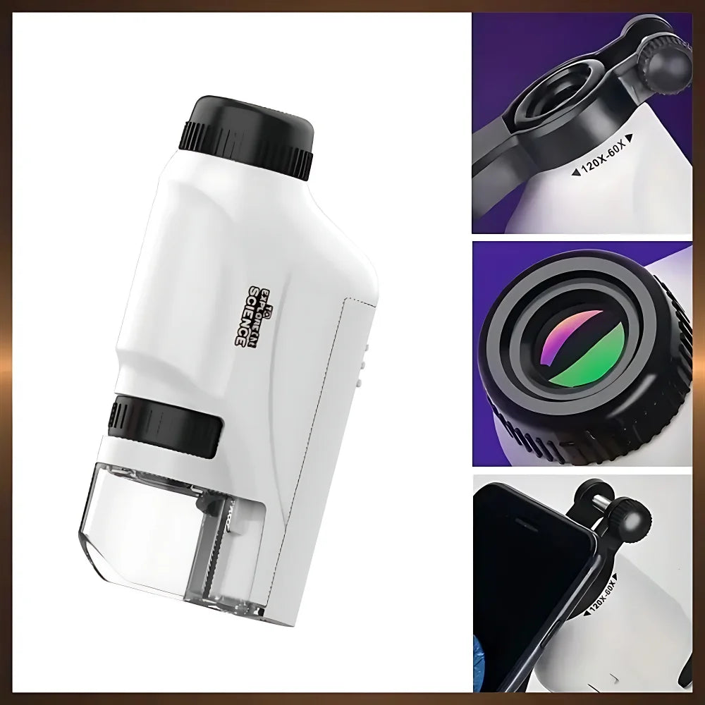 Handheld Microscope 60-120x With LED Light for Kids - Smarsty
