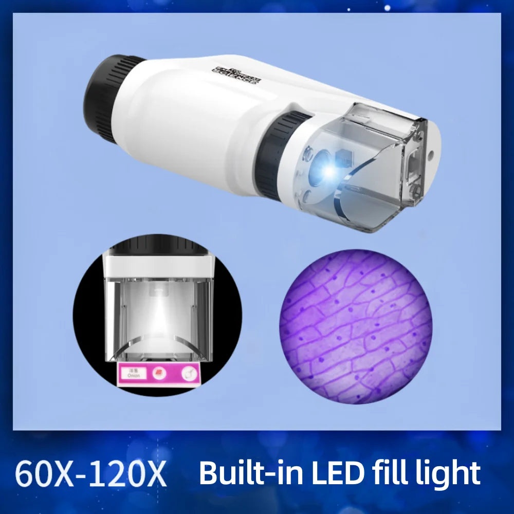 Handheld Microscope 60-120x With LED Light for Kids - Smarsty