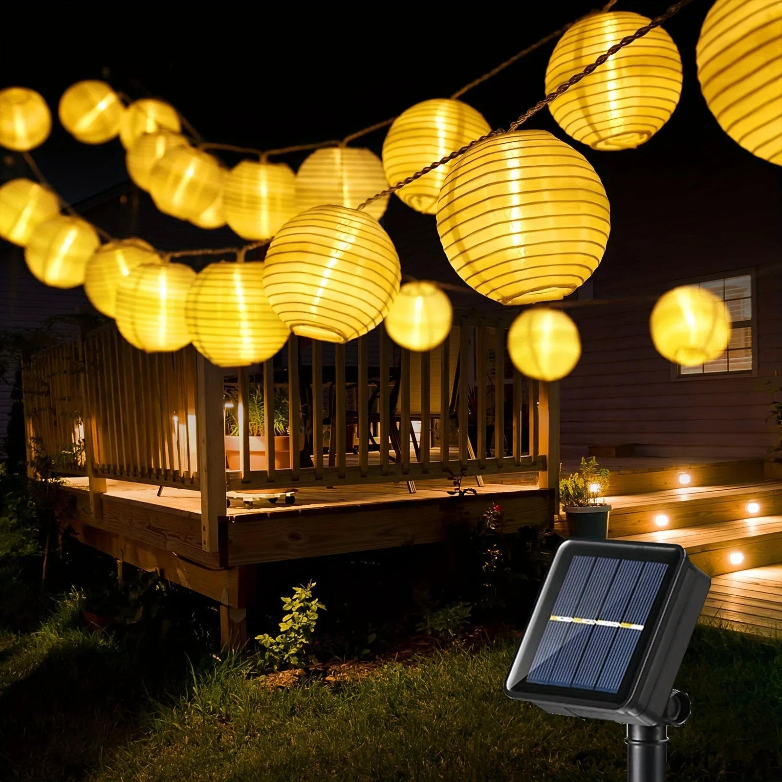 LED Solar Lantern String Lights for Outdoor Decor - Smarsty
