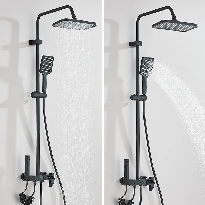 Rozin Black Smart Digital Shower Faucet Set with Rainfall Feature - Smarsty