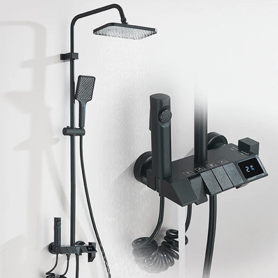 Rozin Black Smart Digital Shower Faucet Set with Rainfall Feature - Smarsty