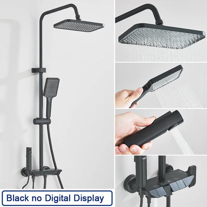 Rozin Black Smart Digital Shower Faucet Set with Rainfall Feature - Smarsty