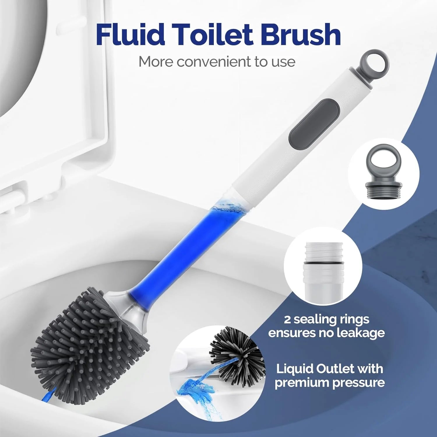 Water Spray Silicone Toilet Brush with Long Handle - Smarsty