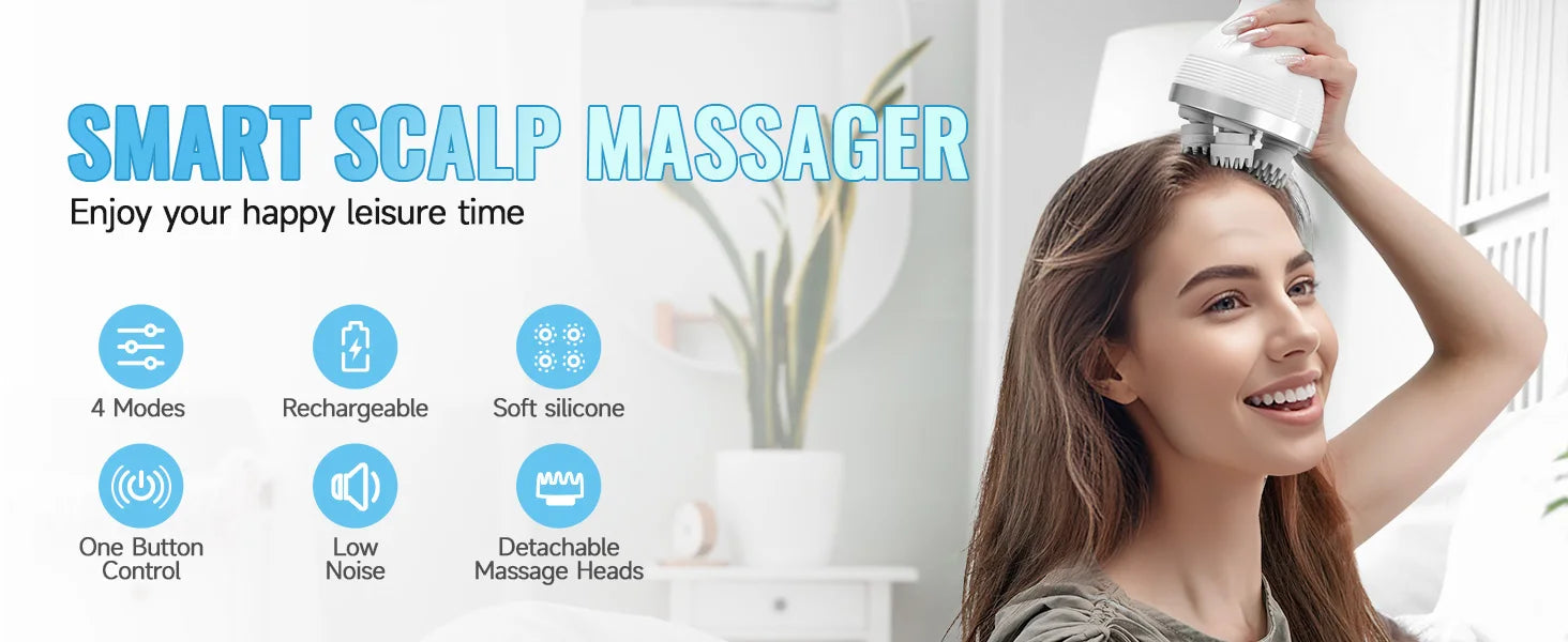 Wireless Electric Scalp Massager for Stress Relief - Smarsty