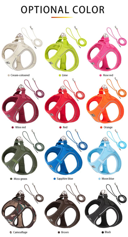 Adjustable Reflective Dog Harness Leash Set for Small Dogs - Smarsty