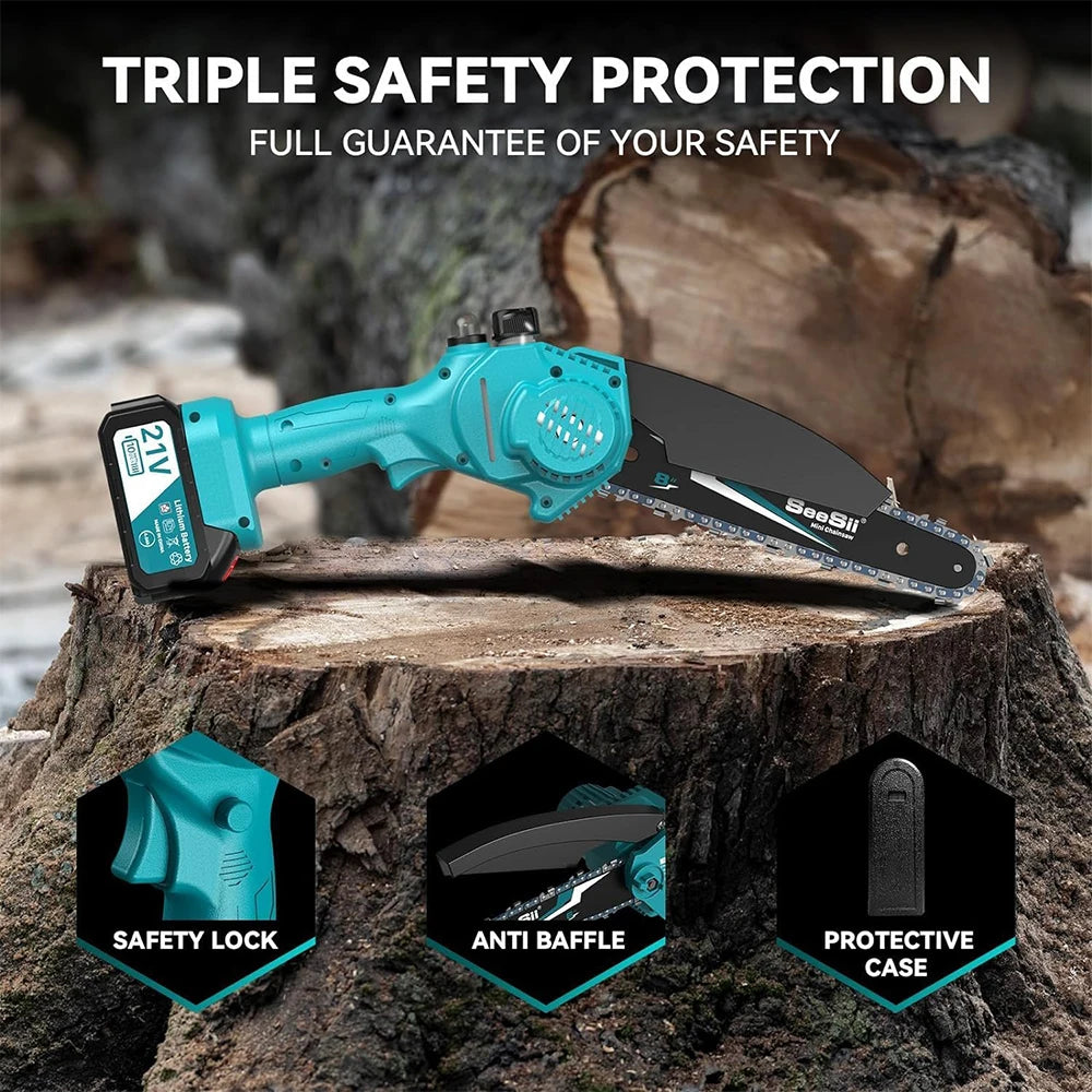 SEESII 8 Inch Mini Cordless Chainsaw Kit for Easy Pruning - Smarsty
