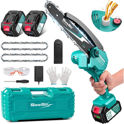 SEESII 8 Inch Mini Cordless Chainsaw Kit for Easy Pruning - Smarsty