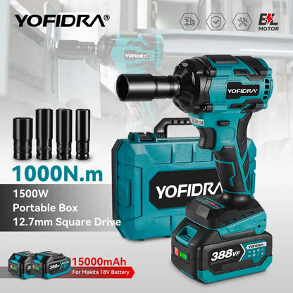 YOFIDRA 1/2 Inch Brushless Electric Impact Wrench Cordless Efficiency - Smarsty