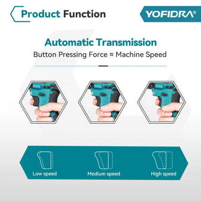 YOFIDRA 1/2 Inch Brushless Electric Impact Wrench Cordless Efficiency - Smarsty