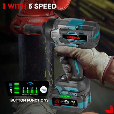 ONEVAN Brushless Electric Impact Wrench 2800N.M Torque - Smarsty